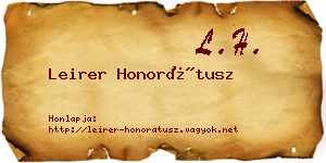Leirer Honorátusz névjegykártya